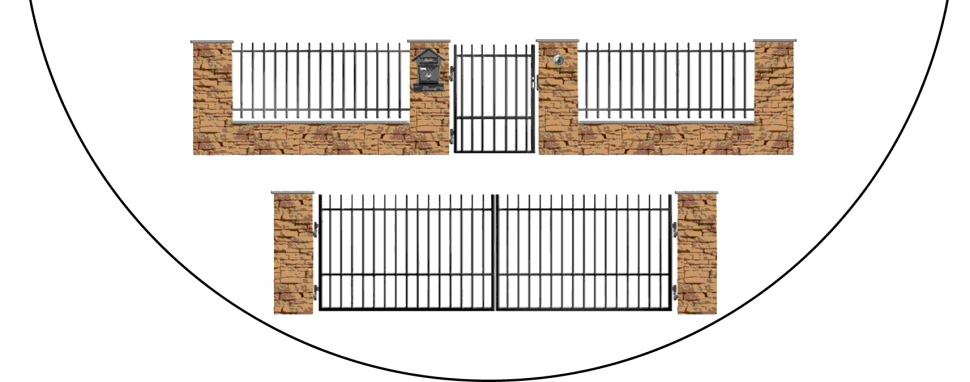 Zostava kovových plotov E1