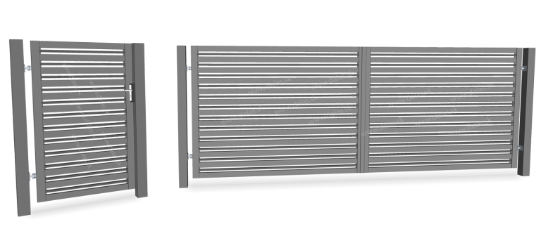 Ukážka kovový plot Plochý a kovové stĺpiky