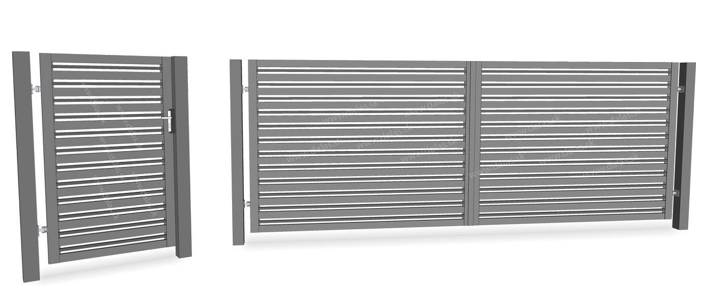 Ukážka kovový plot Plochý a kovové stĺpiky