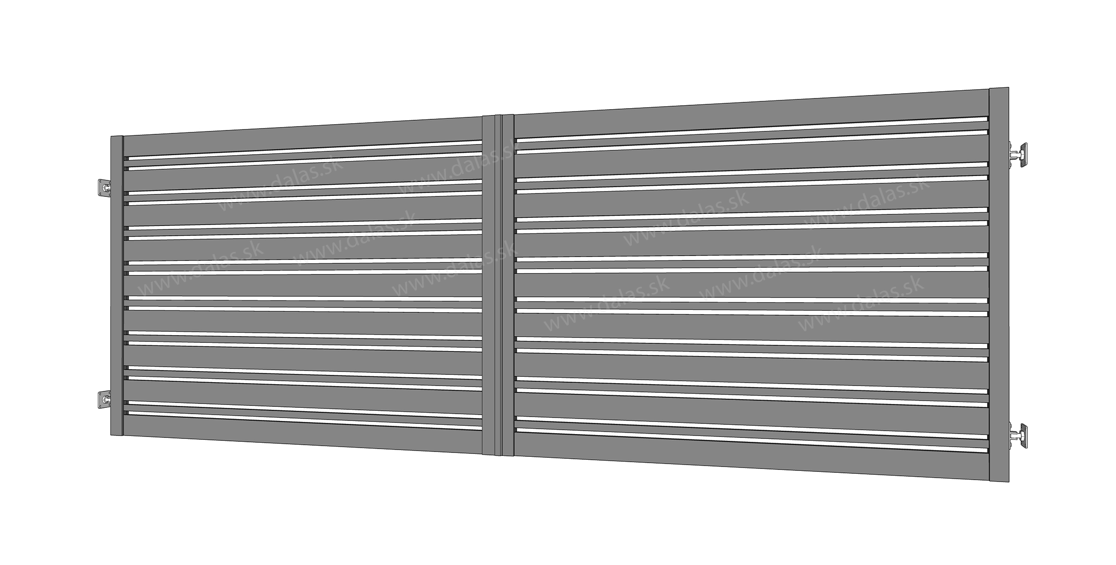 Hliníková dvojkrídlová brána model AL KOMBI